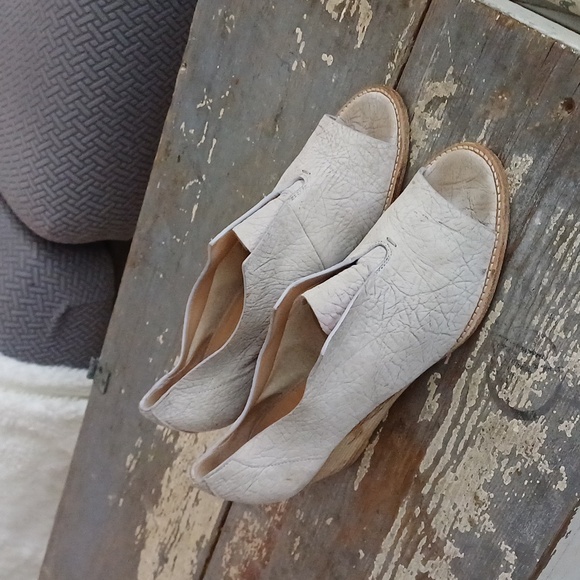 🔥🔥🔥Zero + Maria Cornejo suede powder grey peeptoe wooden wedge 10 - Picture 3 of 14